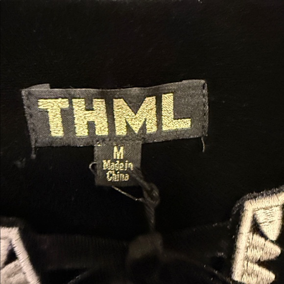 THML Black Velvet Blouse with off White Trim - Picture 4 of 8